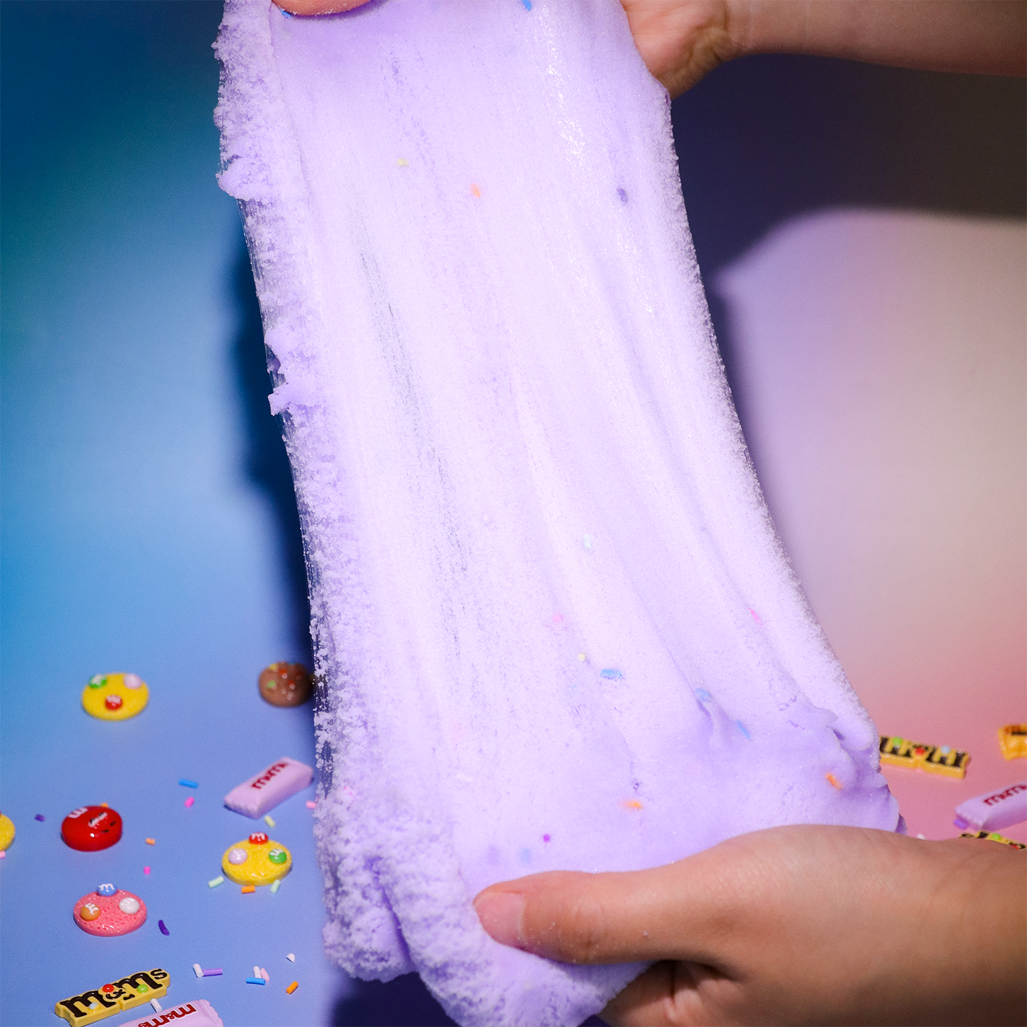 Cloudy Candy Slime | Fluffy marshmallow-like slime | Lavender purple slime with rainbow sprinkles | Stress-relieving sensory play slime | Handcrafted aesthetic slime | Perfect for stretching and creative play