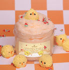 Limited edition peach butter slime | Fluffy cloud-like texture | Adorable chick and watermelon or mushroom decorations | Sweet scented stress relief slime | Perfect for shaping, stretching, and sensory play | 8oz slime for long-lasting fun