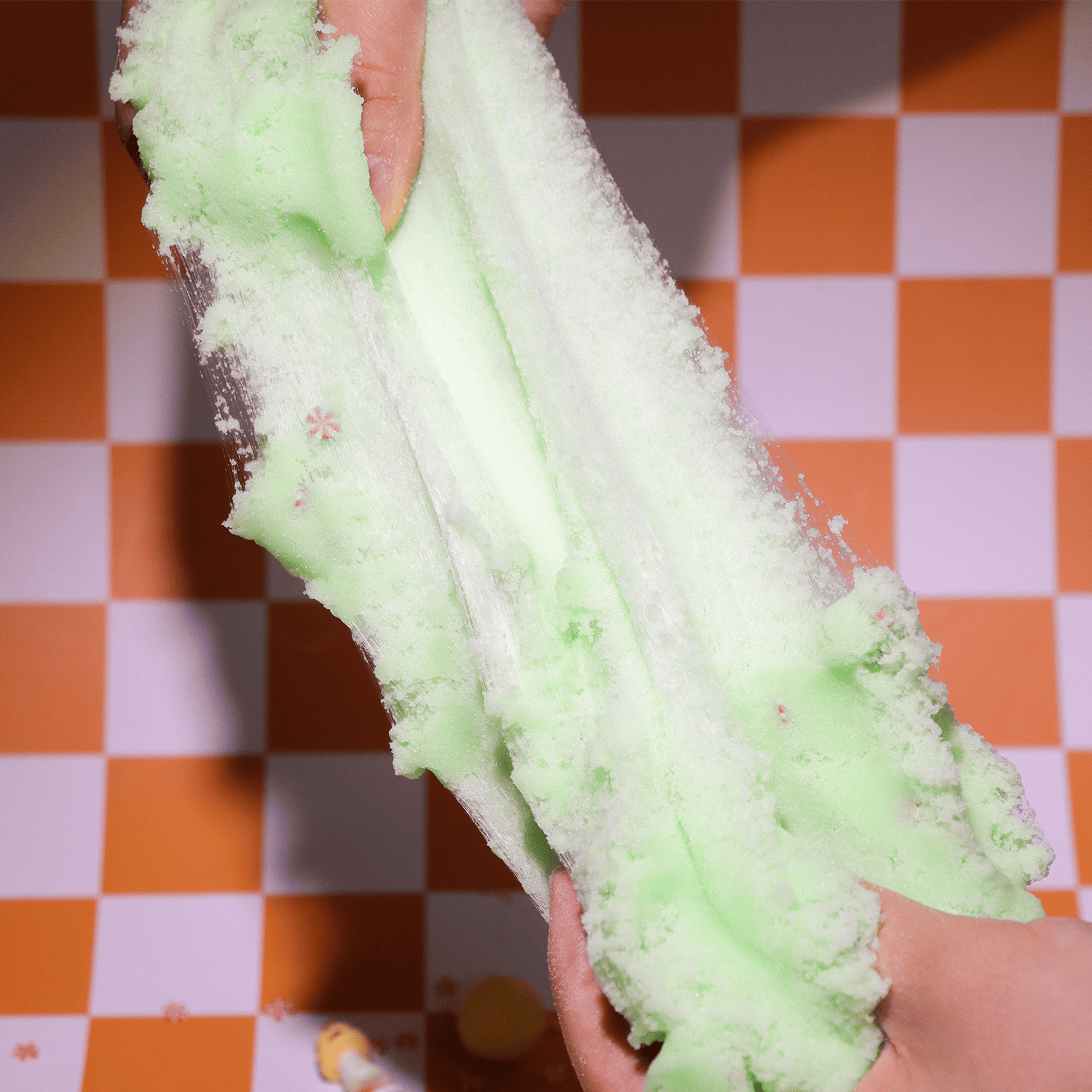 Limited edition peach butter slime | Fluffy cloud-like texture | Adorable chick and watermelon or mushroom decorations | Sweet scented stress relief slime | Perfect for shaping, stretching, and sensory play | 8oz slime for long-lasting fun