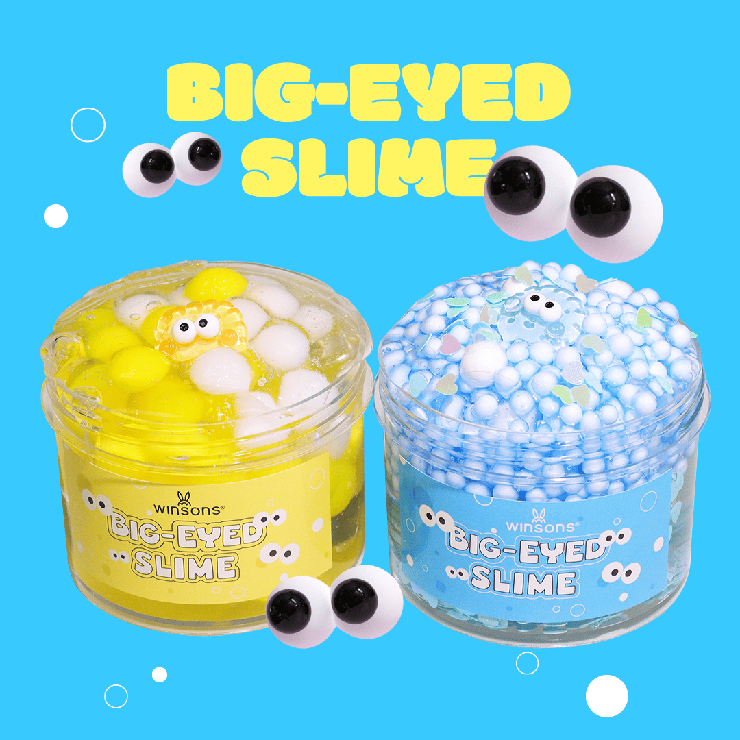 Big-Eyed Jelly Slime | Crystal Clear Jelly Slime | Floating Googly Eyes | Stress Relief & Sensory Fun | Yellow & Blue Slime |Cute Slime PNG | Winsons Slime