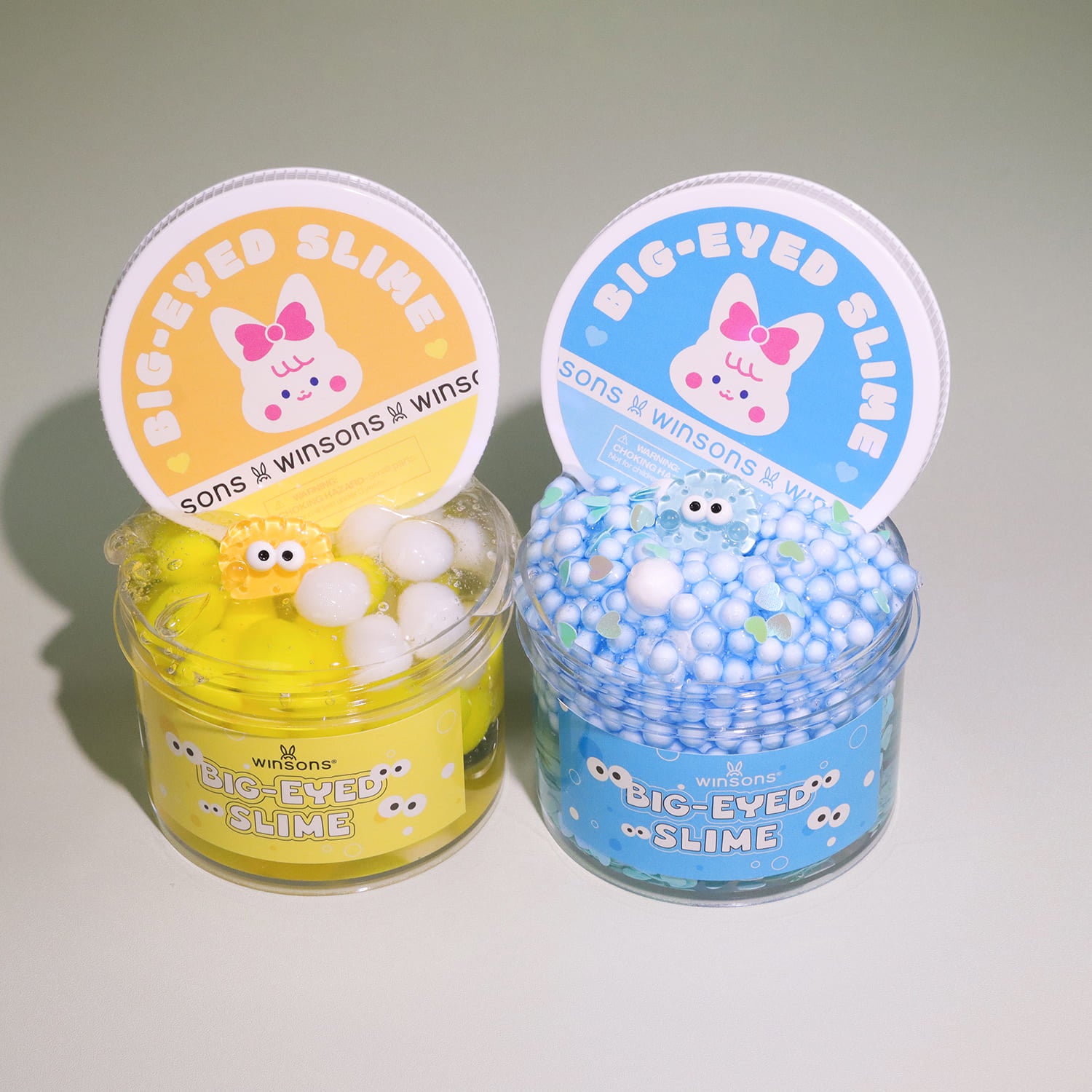 Big-Eyed Jelly Slime | Crystal Clear Jelly Slime | Floating Googly Eyes | Stress Relief & Sensory Fun | Yellow & Blue Slime |Cute Slime PNG | Winsons Slime