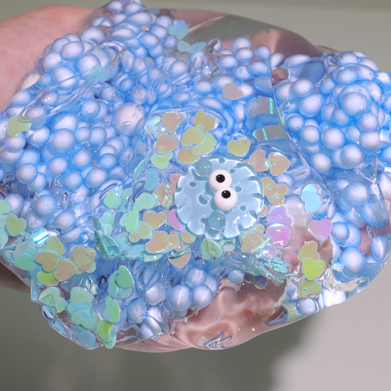 Big-Eyed Jelly Slime | Crystal Clear Jelly Slime | Floating Googly Eyes | Stress Relief & Sensory Fun | Yellow & Blue Slime |Cute Slime PNG | Winsons Slime