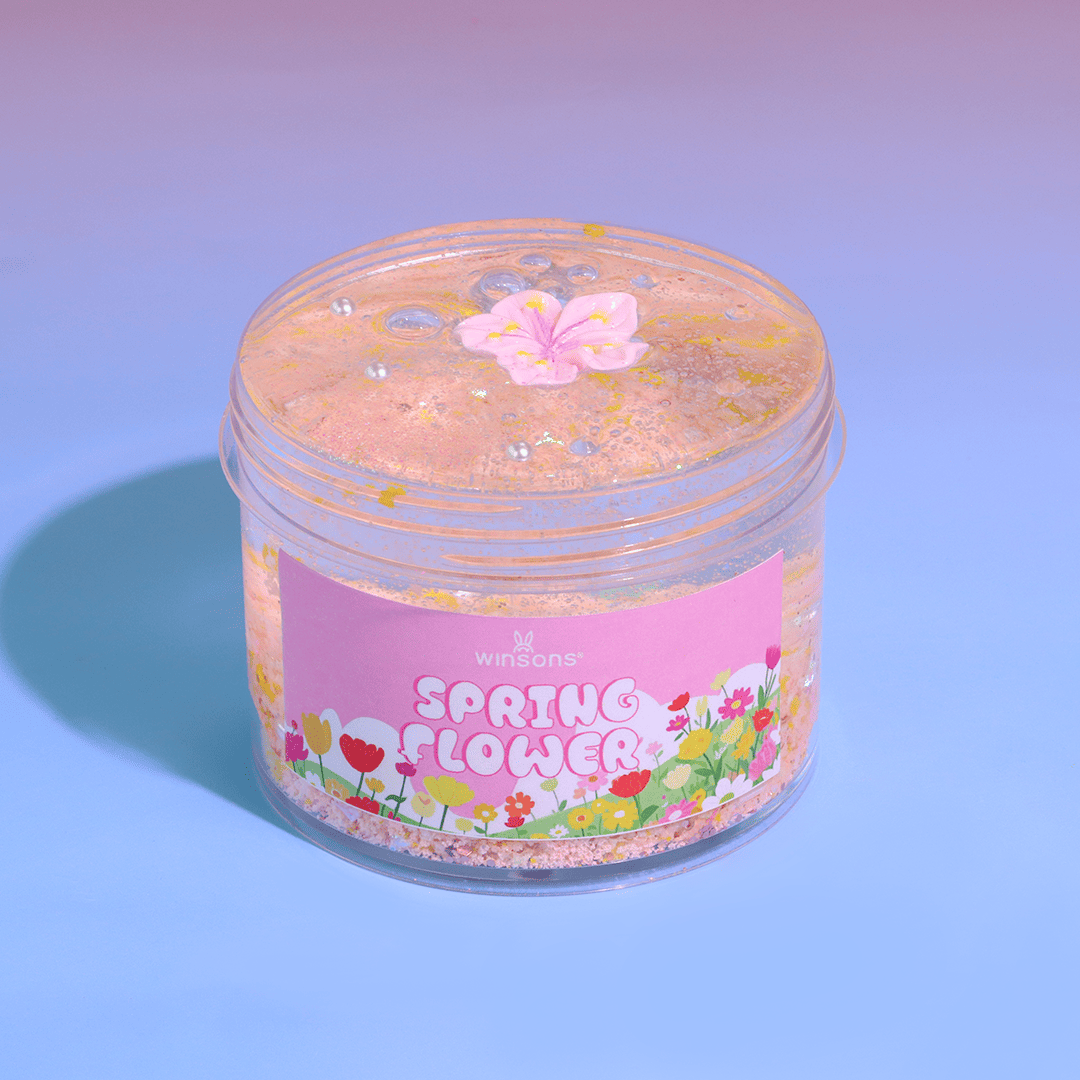 Spring Flower Clear Slime | Transparent Slime with Pink & Yellow Floral Add-ins | Stretchy & Non-Sticky Slime | DIY Slime Kit | Crystal Slime | Slime ASMR | Best Slime for Sensory Play | Flower-Inspired Slime with Cherry Blossom Topping |s lime shop | buy slime| slime shop near me| best slime shop| slime store | Flower slime