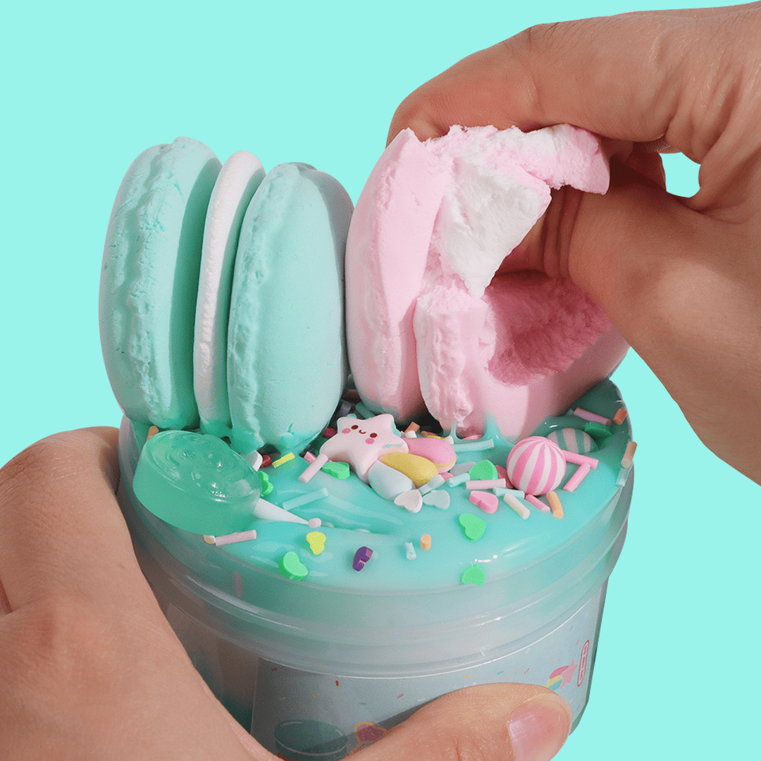 Tiffany Macarons Slime Kit | DIY Slime Kit | Pastel Macaron Charms | Whipped Frosting Texture | Creamy Butter Slime | Food-Inspired Slime Kit | Stress Relief & Sensory Fun | 8 oz Slime