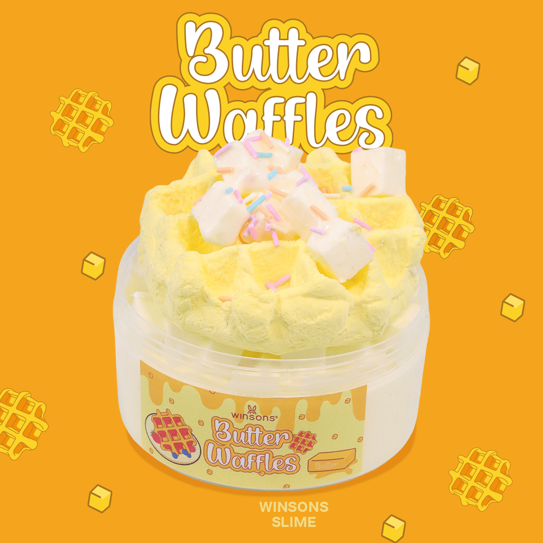 Breakfast Baking Slime Bundle | Butter Waffles Cloud Slime | Handcrafted slime bundle featuring thick and stretchy pudding-like textures | Soft cloud-like squishes | Eco-friendly slime for kids |  Waffle-shaped clay  | Fruity and dessert-inspired scents | Perfect for sensory play | Stress relief | Creative fun | 8 oz per slime