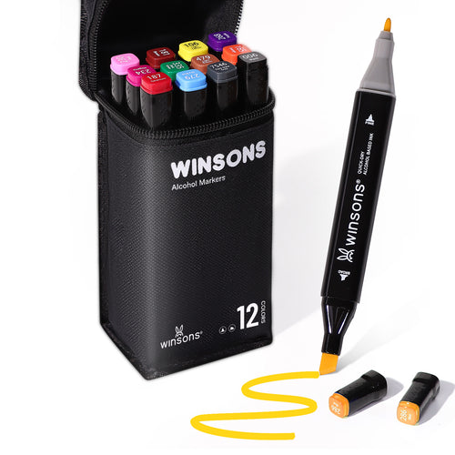 Winsons 12/24/36/60/120/240 Colors Dual Tip Alcohol Markers Set for Airbrush Marker Replacement