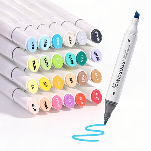 Winsons Upgrade Dual Tip Alcohol Markers Set – Airbrush Compatible Professional Art Markers (24/48/72 Colors)