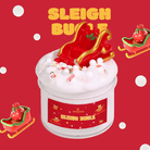 Christmas Sleigh Bugle Bead Slime ｜ Clear silky slime with metallic red and gold bugle beads ｜ Holiday slime ｜ Santa sleigh, snowflakes, snowman, and candy cane charms ｜ Christmas sensory play ｜ DIY holiday crafts ｜ Stress relief slime ｜ 8 oz