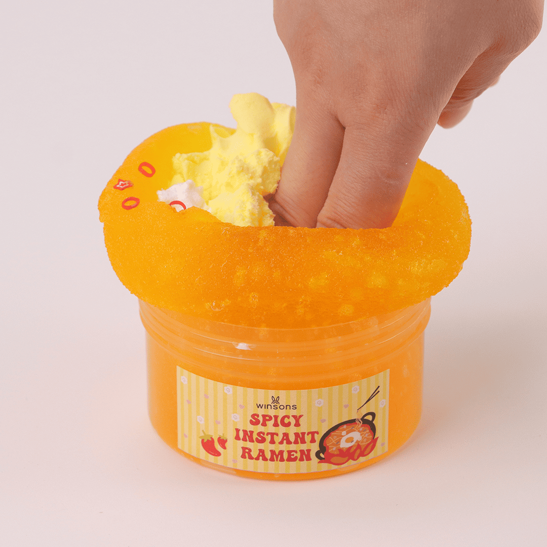 Spicy Instant Ramen Slime | Cloud Slime | Fluffy Slime | Food Slime | DIY Slime Kit | Orange Clear Slime | Ramen Egg Slime | Japanese Noodle Slime | Soft Clay Ramen Topping | Stretchy, Drizzly Slime | Stress Relief & Sensory Fun | 8 oz Slime | Chili Slice Charms | Realistic Ramen Slime | Non-Sticky, Fluffy Texture | Slime with Toppings | DIY Food Slime Kit for Kids | Fun & Relaxing Slime