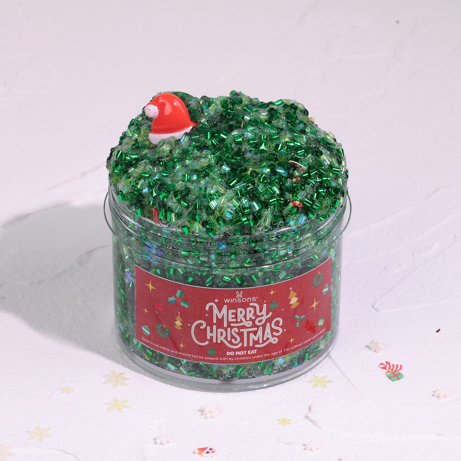 Christmas Tree Bugle Bead Slime ｜ Clear green bubble slime ｜ Holiday Slime ｜ Crunchy metallic slime ｜ Green Slime PNG ｜ Winsons Slime