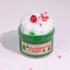 Christmas Strawberry Cake Slime ｜ Clear green slime with creamy white butter clay ｜ Holiday slime ｜ Mini Santa, strawberry slices, candy cane, mitten, and Christmas tree charms ｜ Sensory play ｜ DIY holiday crafts ｜ Stress relief slime | Holiday slime PNG