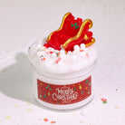 Christmas Sleigh Bugle Bead Slime ｜ Clear silky slime with metallic red and gold bugle beads ｜ Holiday slime ｜ Santa sleigh, snowflakes, snowman, and candy cane charms ｜ Christmas sensory play ｜ DIY holiday crafts ｜ Stress relief slime ｜ 8 oz