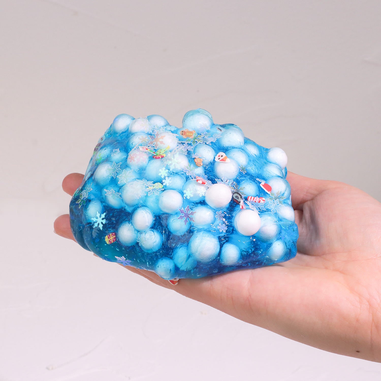 Melted Snowman Blue Slime ｜ Clear blue bubble slime ｜ Crunchy snowball foam beads ｜ Winter holiday slime ｜ Christmas slime PNG ｜ Winsons Slime