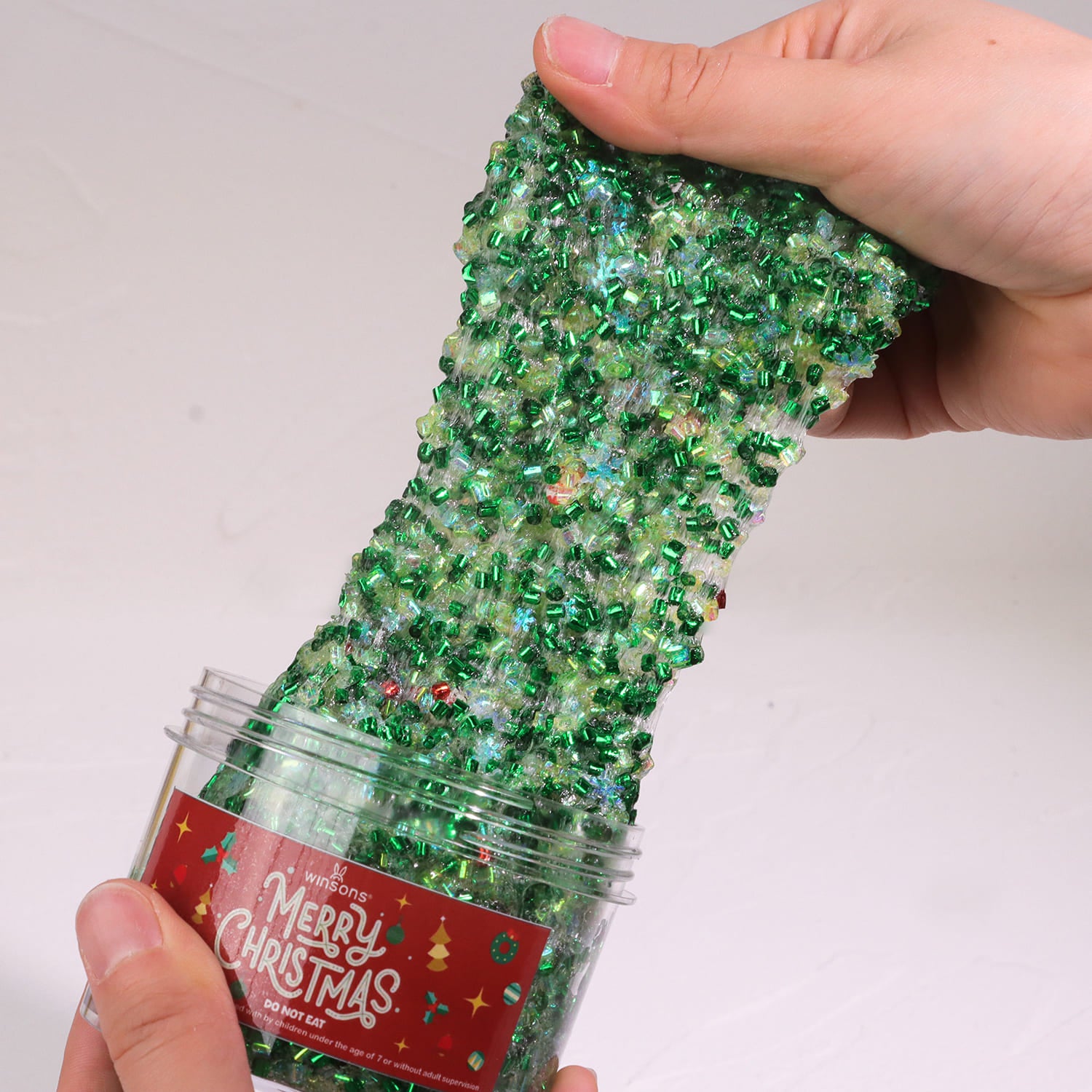 Christmas Tree Bugle Bead Slime ｜ Clear green bubble slime ｜ Holiday Slime ｜ Crunchy metallic slime ｜ Green Slime PNG ｜ Winsons Slime