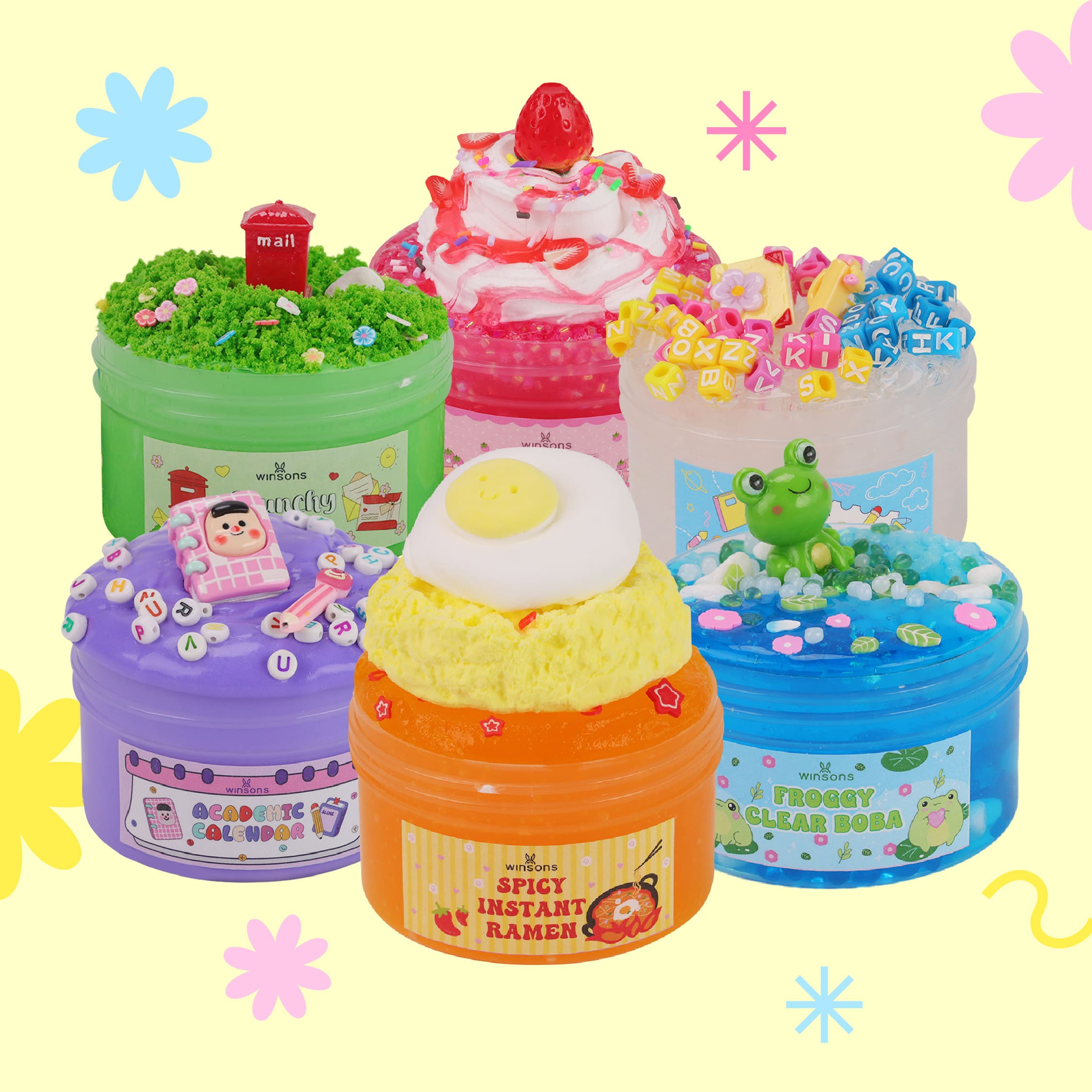 Spring Slime Bundle | Butter Slime | Clear Slime | Crunchy Slime | DIY Slime Kit | Soft, Stretchy Slime | Sensory & Stress Relief Fun | 8 oz Slime Set | Nature-Inspired Slime | Candy Toppings | Boba Pearl Slime | Ramen-Themed Slime | School-Themed Slime | Fun Slime Textures | Slime with Charms | Kawaii Slime Set | Non-Sticky, Fluffy, and Crunchy Slime | Slime Gift Set for Kids & Adults