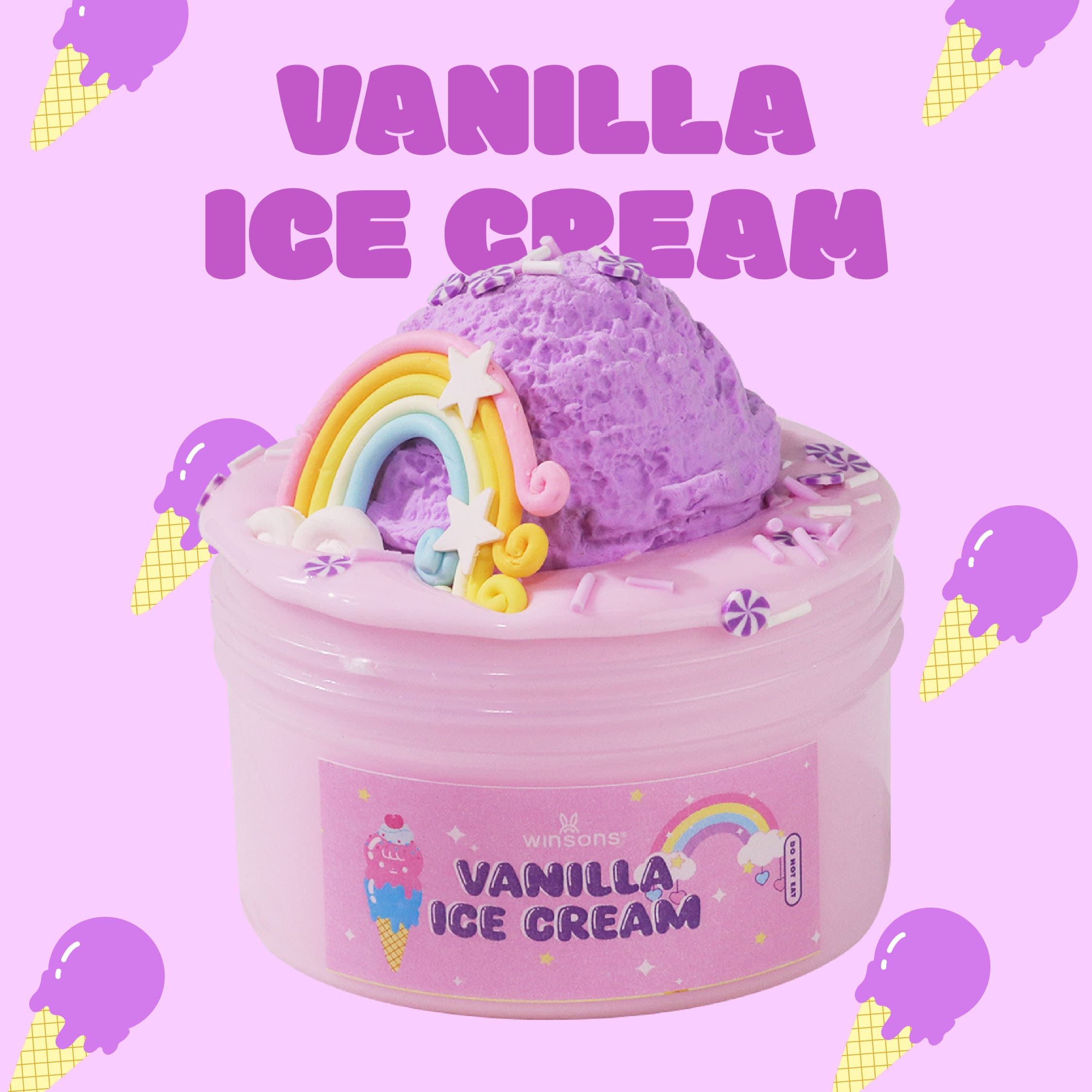 Vanilla Ice Cream Slime | Butter Slime | Smooth Slime | Food Slime | DIY Slime Kit | Vanilla Cashmere Butter Slime | Purple Clay Vanilla Ice Cream Topping Slime | Silky, Creamy Slime | Stress Relief & Sensory Fun | 8 oz Slime | Rainbow Rubber Charms | Candy Toppings | Soft Butter Texture | Slime with Toppings | DIY Food Slime Kit for Kids | Relaxing Slime Kit