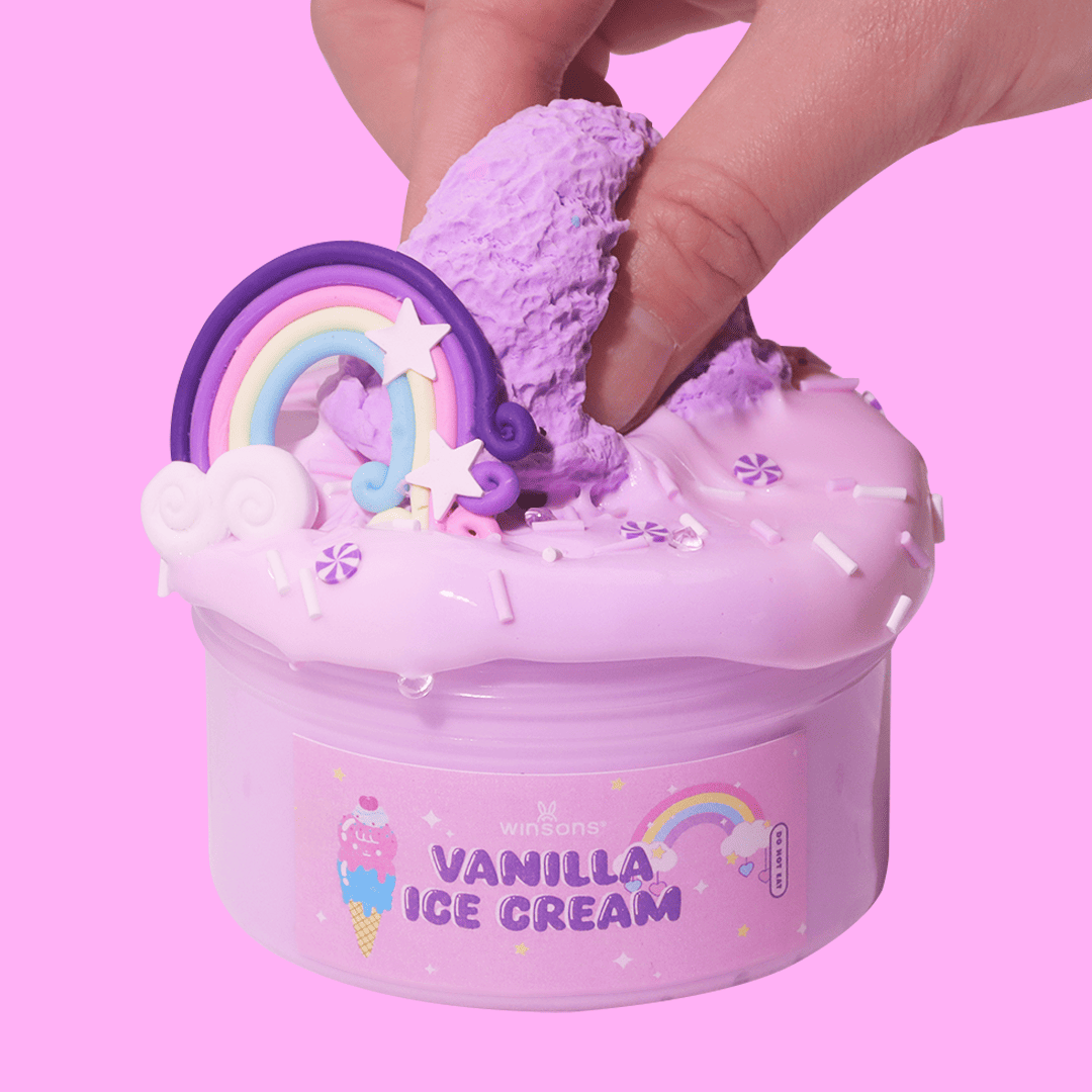 Vanilla Ice Cream Slime | Butter Slime | Smooth Slime | Food Slime | DIY Slime Kit | Vanilla Cashmere Butter Slime | Purple Clay Vanilla Ice Cream Topping Slime | Silky, Creamy Slime | Stress Relief & Sensory Fun | 8 oz Slime | Rainbow Rubber Charms | Candy Toppings | Soft Butter Texture | Slime with Toppings | DIY Food Slime Kit for Kids | Relaxing Slime Kit